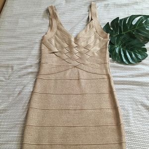 Sexy Gold Bandaid Wrap Dress